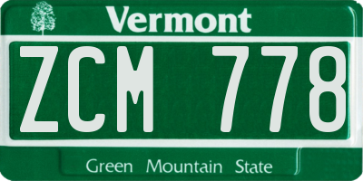 VT license plate ZCM778