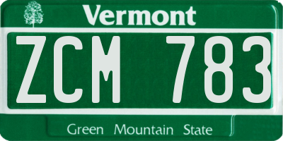 VT license plate ZCM783