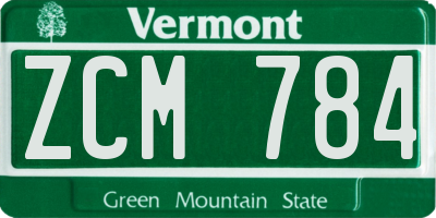 VT license plate ZCM784