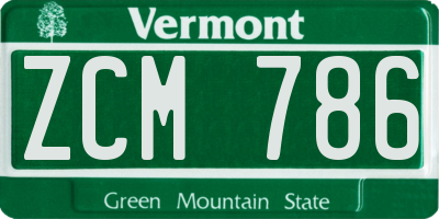 VT license plate ZCM786