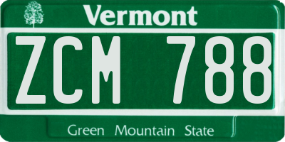 VT license plate ZCM788