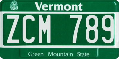 VT license plate ZCM789