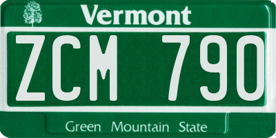 VT license plate ZCM790