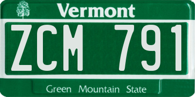VT license plate ZCM791