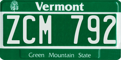 VT license plate ZCM792
