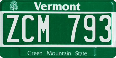 VT license plate ZCM793