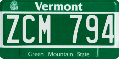 VT license plate ZCM794