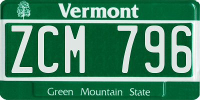 VT license plate ZCM796