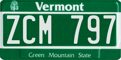 VT license plate ZCM797