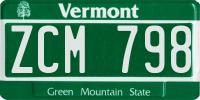 VT license plate ZCM798