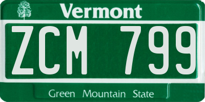 VT license plate ZCM799