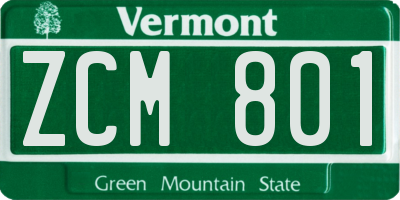 VT license plate ZCM801