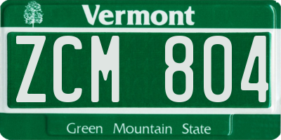 VT license plate ZCM804