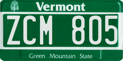 VT license plate ZCM805