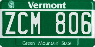 VT license plate ZCM806