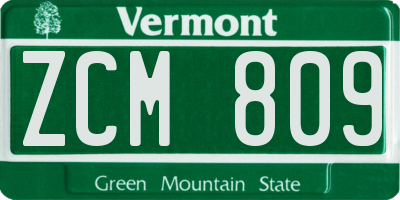 VT license plate ZCM809