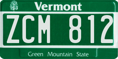 VT license plate ZCM812