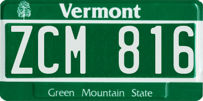 VT license plate ZCM816