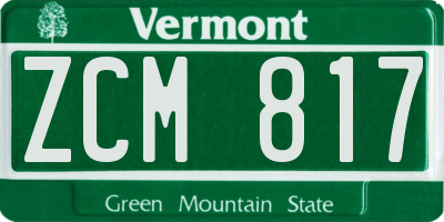 VT license plate ZCM817