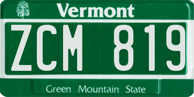 VT license plate ZCM819