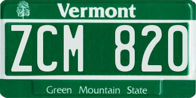 VT license plate ZCM820