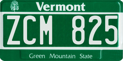 VT license plate ZCM825