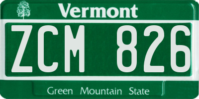 VT license plate ZCM826