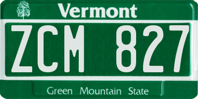 VT license plate ZCM827