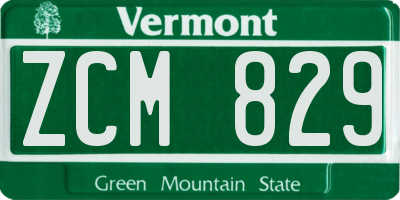 VT license plate ZCM829
