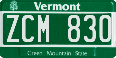 VT license plate ZCM830