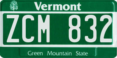 VT license plate ZCM832