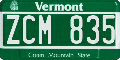 VT license plate ZCM835