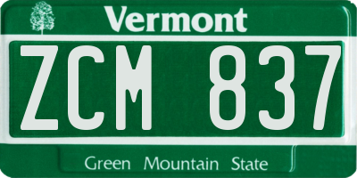 VT license plate ZCM837