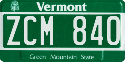 VT license plate ZCM840