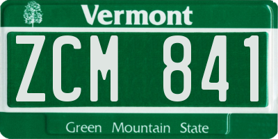 VT license plate ZCM841