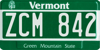 VT license plate ZCM842