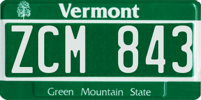 VT license plate ZCM843