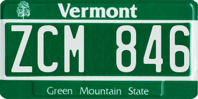 VT license plate ZCM846