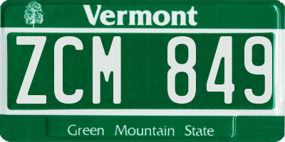 VT license plate ZCM849