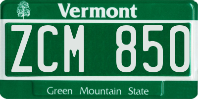 VT license plate ZCM850