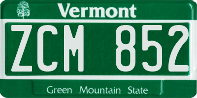 VT license plate ZCM852