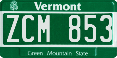 VT license plate ZCM853