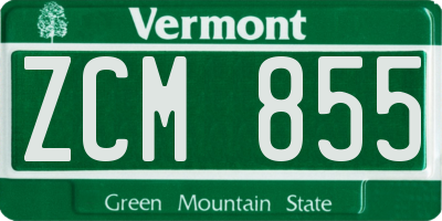 VT license plate ZCM855