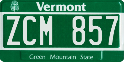 VT license plate ZCM857