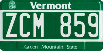 VT license plate ZCM859