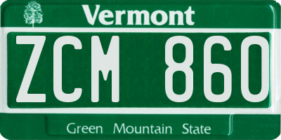 VT license plate ZCM860