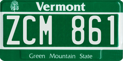 VT license plate ZCM861