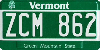 VT license plate ZCM862