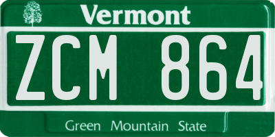 VT license plate ZCM864
