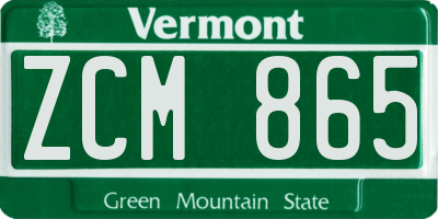VT license plate ZCM865